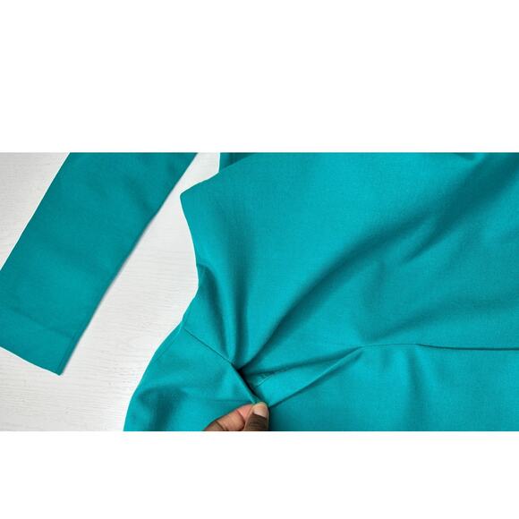 J. Crew Wool Blend Shift Knee Length Dress Teal Green Pockets Office Workwear 00 - Picture 4 of 11
